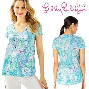 Lilly Pulitzer Top Women's Large Etta Short Sleeve